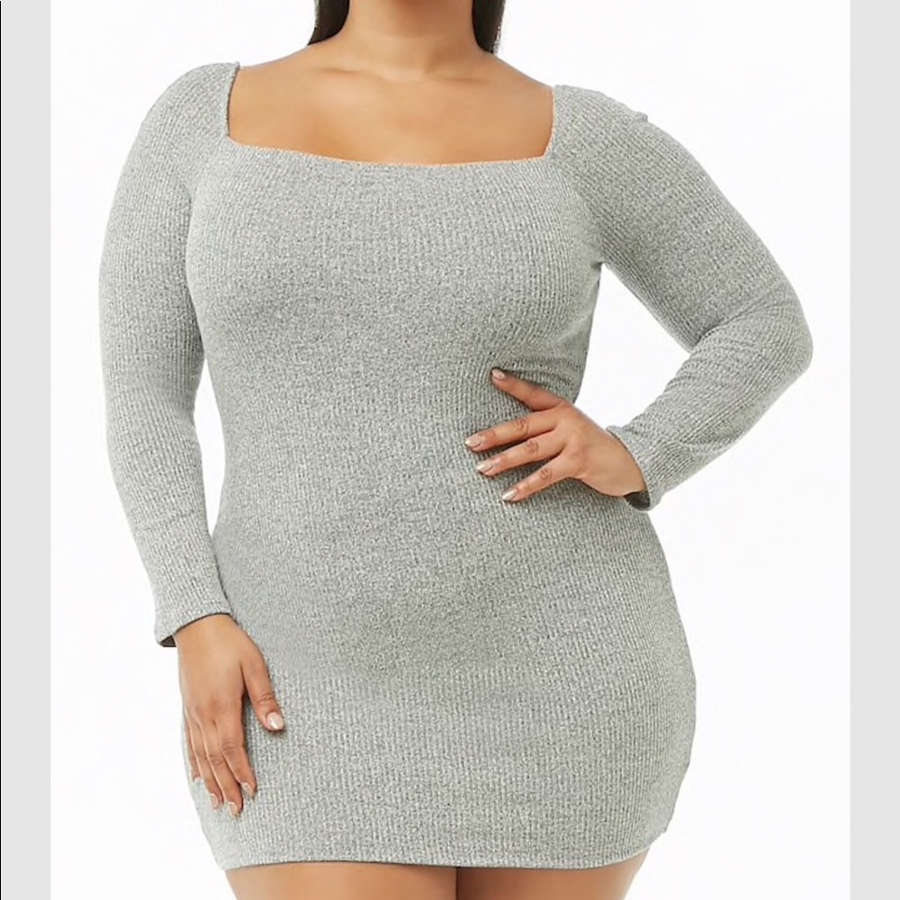 Plus size ribbed knit bodycon dress